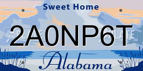 2A0NP6T Alabama License Plate