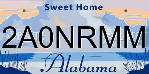 2A0NRMM Alabama License Plate