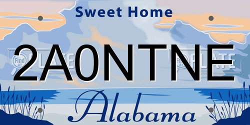 2A0NTNE Alabama License Plate