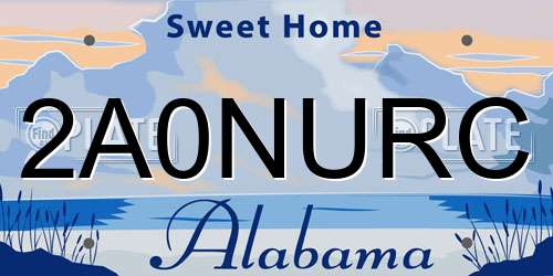 2A0NURC Alabama License Plate