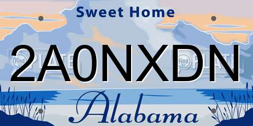 2A0NXDN Alabama License Plate
