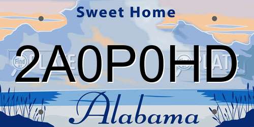 2A0P0HD Alabama License Plate