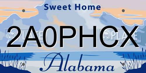 2A0PHCX Alabama License Plate