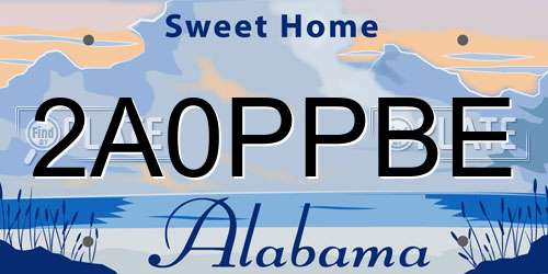2A0PPBE Alabama License Plate