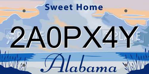 2A0PX4Y Alabama License Plate