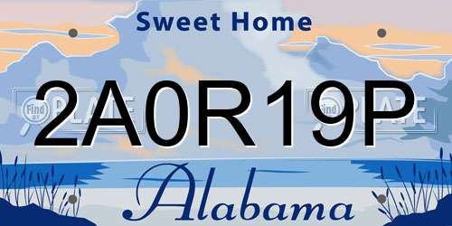 2A0R19P Alabama License Plate