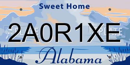 2A0R1XE Alabama License Plate