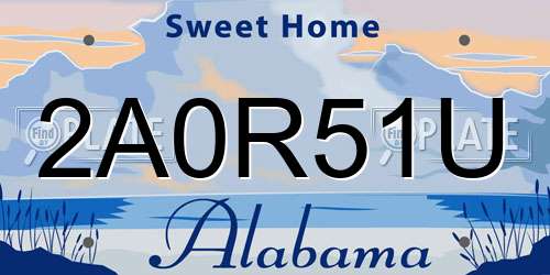 2A0R51U Alabama License Plate