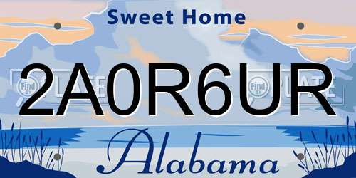 2A0R6UR Alabama License Plate