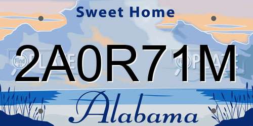 2A0R71M Alabama License Plate