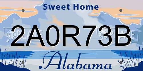 2A0R73B Alabama License Plate