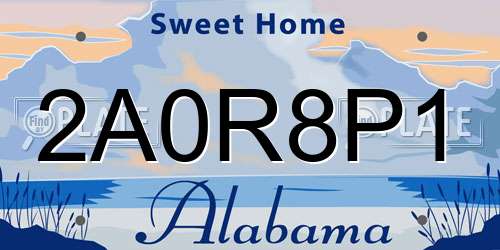 2A0R8P1 Alabama License Plate