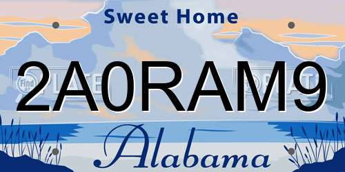 2A0RAM9 Alabama License Plate