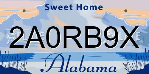 2A0RB9X Alabama License Plate