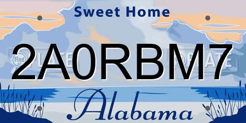 2A0RBM7 Alabama License Plate