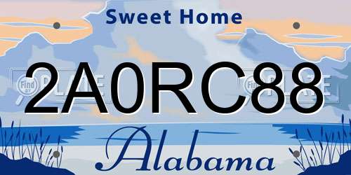 2A0RC88 Alabama License Plate