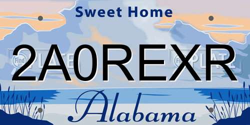 2A0REXR Alabama License Plate