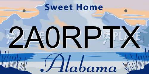 2A0RPTX Alabama License Plate