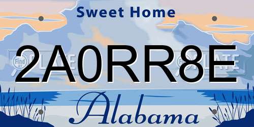 2A0RR8E Alabama License Plate