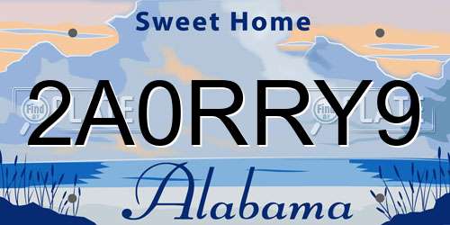 2A0RRY9 Alabama License Plate