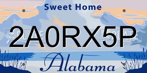 2A0RX5P Alabama License Plate