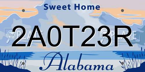2A0T23R Alabama License Plate