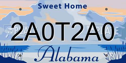 2A0T2A0 Alabama License Plate