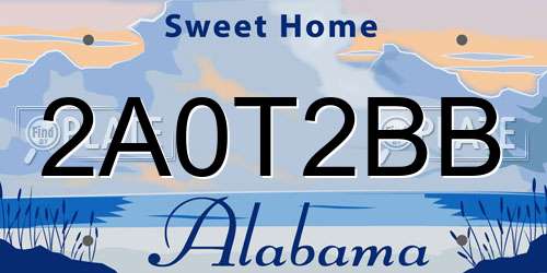 2A0T2BB Alabama License Plate