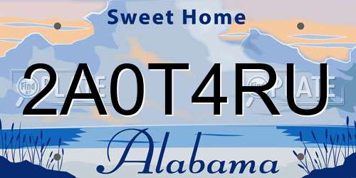 2A0T4RU Alabama License Plate