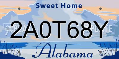 2A0T68Y Alabama License Plate