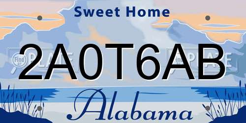 2A0T6AB Alabama License Plate