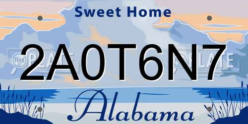 2A0T6N7 Alabama License Plate