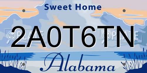 2A0T6TN Alabama License Plate