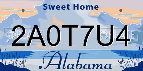 2A0T7U4 Alabama License Plate