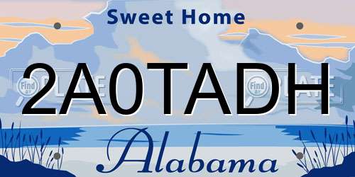 2A0TADH Alabama License Plate