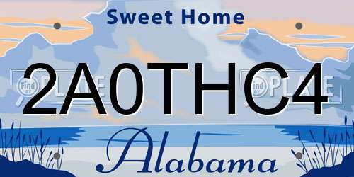 2A0THC4 Alabama License Plate