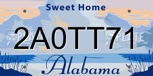 2A0TT71 Alabama License Plate