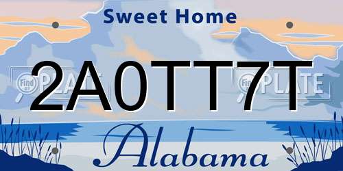 2A0TT7T Alabama License Plate
