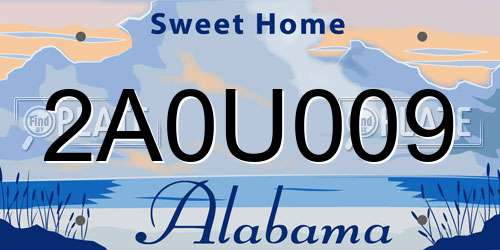 2A0U009 Alabama License Plate