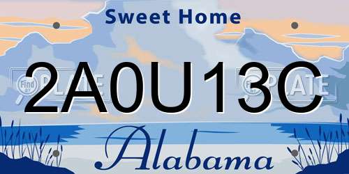 2A0U13C Alabama License Plate