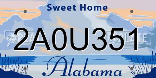 2A0U351 Alabama License Plate