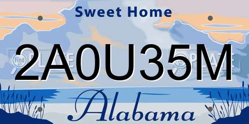 2A0U35M Alabama License Plate