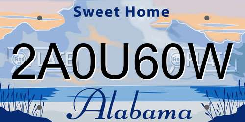 2A0U60W Alabama License Plate