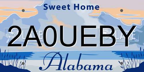 2A0UEBY Alabama License Plate