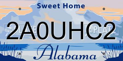 2A0UHC2 Alabama License Plate