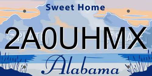 2A0UHMX Alabama License Plate
