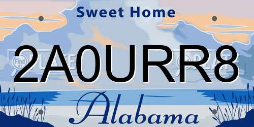 2A0URR8 Alabama License Plate