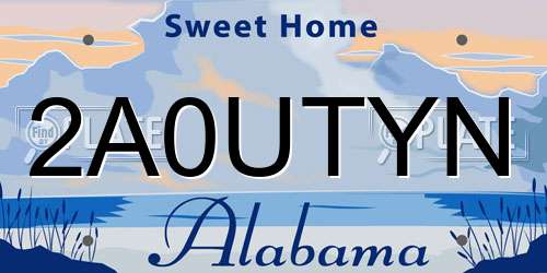 2A0UTYN Alabama License Plate