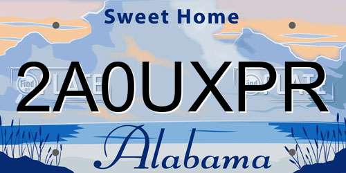 2A0UXPR Alabama License Plate