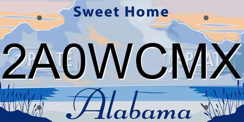 2A0WCMX Alabama License Plate